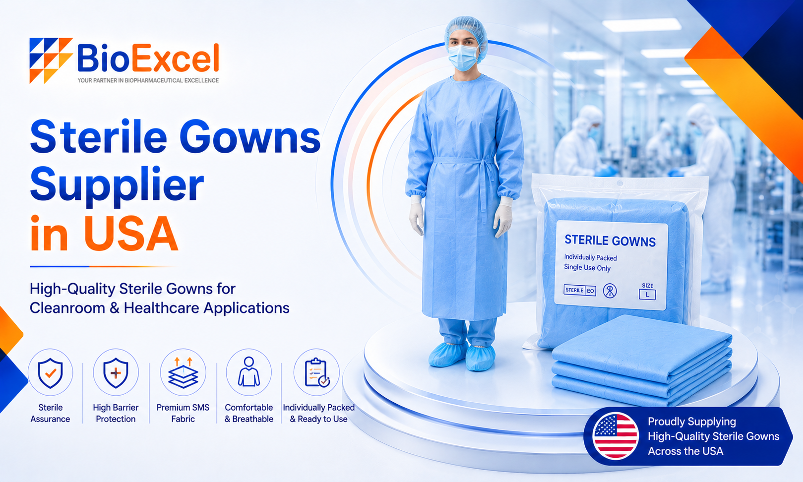 Sterile Gowns Supplier in USA - BioExcel Pharma